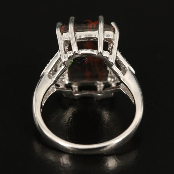 Sterling Mahogany Obsidian and White Topaz Ring - Picture 3 of 4
